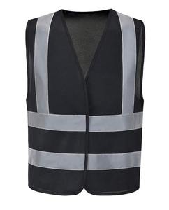 Chaleco de Seguridad Reflectante de Alta Visibilidad Unisex, con Detección de Agujas, Impresión por Transferencia de Calor, Malla de Poliéster Transpirable, Ropa de Trabajo Negra - Product Image 1
