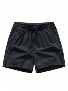 Men's Solid <b>Black</b> Quick Dry Breathable Floral Pattern Drawstring Board Shorts High Waist Unisex Swim <b>Trunks</b> 100% Cotton 220g - Product Image 1