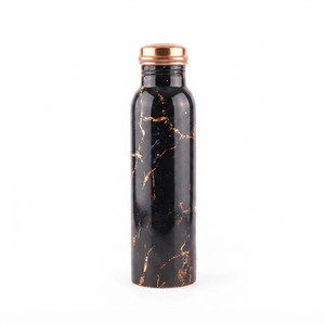 Black Copper Water <b>Bottle</b> Kintsugi Crackle Design Reusable Metal Drinking <b>Bottle</b> Handmade Travel Home Office Gift Wholesale - Product Image 1