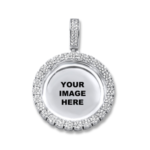 Colgante de Lujo de Plata 925 con Baño de Rodio, Oro Rosa y Oro Blanco, con Moissanita Engastada en Bisel, Diseño Iced Charm para Uso Diario, Unisex - Product Image 1