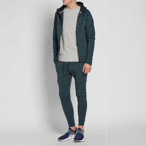 Chándal con Capucha para Hombre, Color Verde Oscuro, Manga Larga, Cierre de Cremallera, Bolsillos Laterales, Corte Regular, Estilo Deportivo Otoñal, Secado Rápido - Product Image 2
