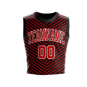 Maßgeschneidertes Unisex Basketball-Trikot-Set Bedruckt Rot-Schwarz Einfarbig V-Ausschnitt Ärmellos Feuchtigkeitsableitend Polyester Erwachsenen-Sportbekleidung Team - Product Image 3