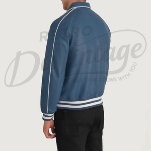 แจ็คเก็ตบอมเบอร์หนังสีน้ำตาลแบบสั่งทำพิเศษสำหรับผู้ชาย ทรงเข้ารูป ซิปหน้า ขายส่ง เสื้อแจ็คเก็ตหนังแท้ เสื้อผ้าลำลองแนวสปอร์ต - Product Image 2