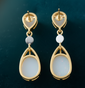 Pendientes de Ópalo Blanco en Forma de Pera y Ovalados, Plata 925, Chapados en Oro de 18K, Pendientes Colgantes para Fiesta, Regalo para Boda - Product Image 3