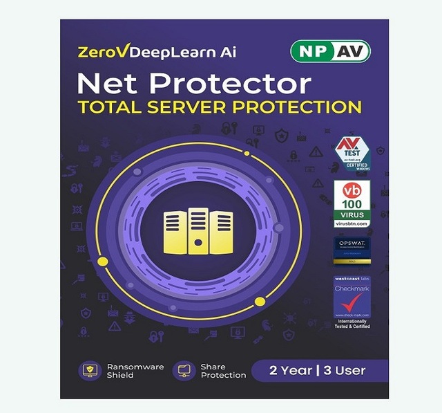 Net Protector Total Server Security Antivirus 3 User 2 Year License Firewall Data Protection (Email Delivery in 1 Hour - No CD)