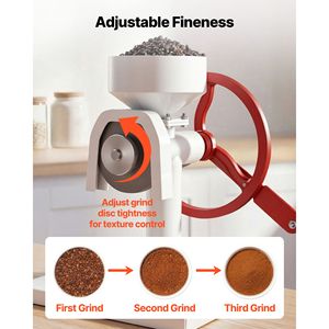 Molino manual de grano de acero al carbono de alta resistencia con volante y manivela, ajustable para moler trigo y maíz - Product Image 4