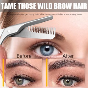1 pièce Ciseaux de précision pour sourcils avec peignes, Kit de toilettage et de mise en forme des sourcils en acier inoxydable, Outils de façonnage des sourcils - Product Image 2