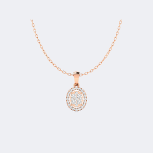 Collier pendentif ovale avec halo pavé et taille ronde 0,65 carats au total - Product Image 3