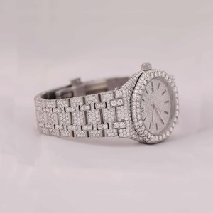 Luxury Trendy Stainless Steel Sapphire Crystal Bling <b>Watch</b> Lab <b>Diamond</b> VVS Moissanite Fancy Handmade Design for Men's 10 Bar - Product Image 2
