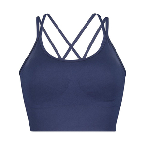 Sujetador deportivo rojo con logo personalizado para mujer, sujetador deportivo sin costuras, acolchado, inalámbrico, para yoga, gimnasio y fitness. - Product Image 2