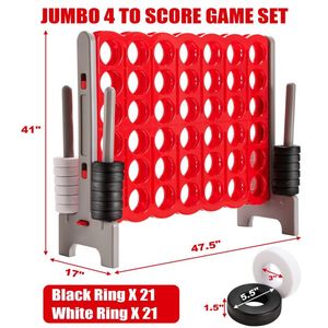 Jeu de jeu géant Jumbo 4 à Score de 3.5 pieds de haut avec 42 anneaux Jumbo pour jouer en plein air - Product Image 4