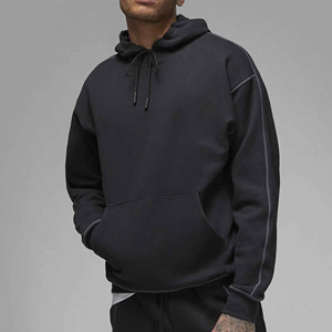 Sudadera con Capucha Negra para Hombre, Corte Regular, Color Sólido, Tela de Jersey de Algodón, Informal, con Bolsillo Delantero, para Invierno, Digital - Product Image 1