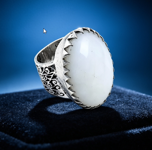 Anillo de cóctel Art Palace Moonstone, chapado en plata 925, engaste ovalado, estilo bohemio, joyería unisex - Product Image 1