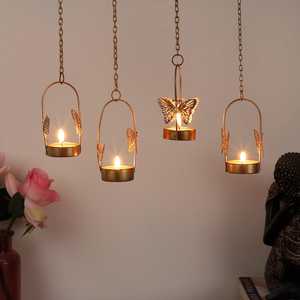 Porte-bougie papillon suspendu avec chaîne pour la décoration de la maison, lanterne en métal durable - Product Image 4