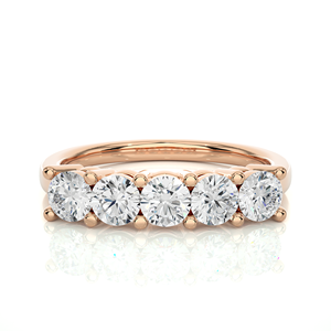 Bague en or 18 carats avec 7 pierres de diamant rondes de 0,52 carat, bague en diamant rond, bague en diamant fin à vendre - Product Image 1