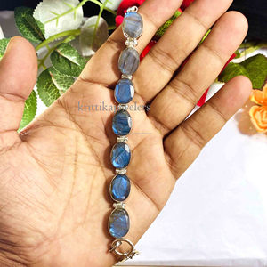 925 Sterling <b>Silver</b> Fine <b>Bangle</b> Natural Labradorite Gemstone Cut Handmade <b>Silver</b> Plated Trendy <b>Bracelet</b> Women's Valentine Gift - Product Image 3