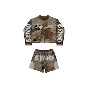 Conjunto de Verano Unisex de Alta Calidad Personalizado – Camiseta de Manga Larga Oversize de Felpa Francesa 100% Algodón, Traje Casual - Product Image 4