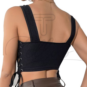 Top Corto Casual de Mujer al por Mayor, Tejido a Crochet, Transpirable, con Logotipo Frontal Personalizado, Color y Diseño Personalizados, Ropa Deportiva de Poliéster y Algodón - Product Image 4