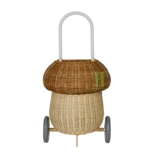Chariot en rotin brun pour enfants, jouets en rotin tendance pour enfants, chariot en osier écologique pour poupées, OEM en usine au Vietnam - Product Image 5