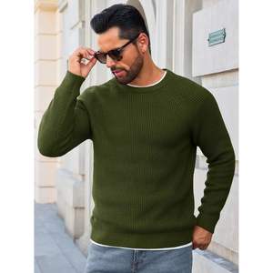 2025 suéter de cuello redondo de punto gofre para hombre con mangas largas 2025 Otoño Invierno con textura térmica ODM Supply - Product Image 5