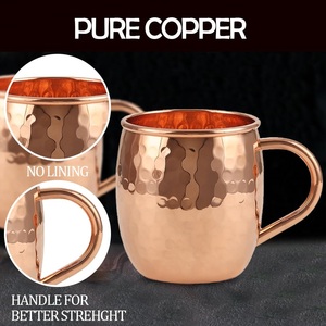 Vintage Copper Moscow Mule <b>Mugs</b> With Refined Finish Perfect For Cold Beverage Service In Kitchen And Bar Use - Product Image 2
