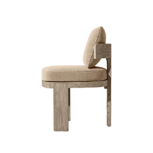 Contemporary Outdoor Dining Chair Solid Teak Premium Curved Armrest Comfortable Upholstered Seat Furniture Garden Patio - Product Image 2