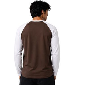 Chocolate Brown And <b>White</b> Raglan Long Sleeve T Shirt Men Premium Cotton Crew Neck Casual Baseball Tee Custom Streetwear Apparel - Product Image 2