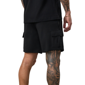 Shorts cargo noirs pour hommes, décontractés, pour le sport, la gym, avec poches utilitaires, pour la course à pied, vêtements de sport d'été - Product Image 2