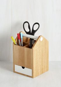 Fine Wooden Pencil and Pen Storage Wooden Workspace Accessory with Modern Appeal <b>Rustic</b> Timber Office Supply Organizer Wooden Wr - Product Image 3