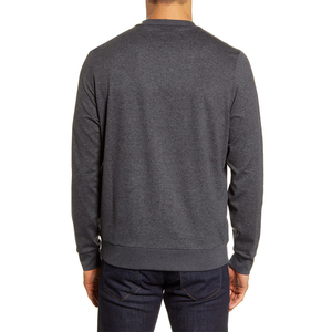 Sudadera de Cuello Redondo para Hombre, Color Gris Oscuro Sólido, Tejido de Algodón, Estilo Casual, Corte Regular, para Otoño - Product Image 3