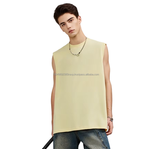 Débardeur d'été décontracté pour homme Solona, en coton lourd 260g, sans manches, avec un design tricoté tendance et ample, sweat-shirt d'été - Product Image 1