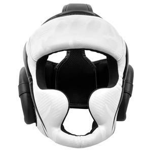 Casque de boxe blanc et noir en mousse avec visière transparente, protection intégrale du visage, fermeture auto-agrippante, unisexe, adulte, pour entraînement MMA et sports - Product Image 5