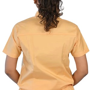 Women's <b>Scrub</b> Set Orange Short Sleeve Top With Pockets And Drawstring Pants Hospital Uniform Woven Cotton Polyester Blend - Product Image 2