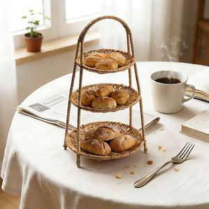 Handcrafted Rectangular Rattan <b>Tray</b> With Handles Woven Serving <b>Tray</b> For Coffee Tea Snacks <b>Breakfast</b> Kitchen And Dining Table - Product Image 1