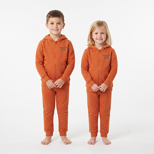 Conjunto Deportivo de Algodón Grueso para Niños, Color Naranja Sólido, Sudadera con Cremallera Completa y Pantalones Jogger, Ropa Deportiva Infantil, Tendencia 2026 - Product Image 1