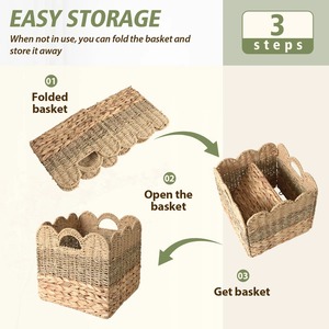 <b>Basket</b> Seagrass water hyacinth and paper Handmade <b>Storage</b> <b>Basket</b> Wholesale eco-friendly Made in Vietnam - Product Image 6