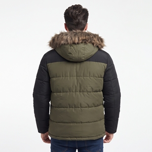 Wholesale Men's Corduroy Sherpa Lined Puffer <b>Parka</b> Color Block Warm Winter Jacket Wholesale Custom Outdoor Outerwear - Product Image 6