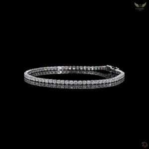 Bracelet tennis en or blanc 9 carats avec diamants de laboratoire taille ronde classique, bracelet tennis éternité de luxe, bijoux fins - Product Image 3
