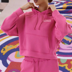 Sudadera con Capucha Deportiva Informal y Transpirable para Mujer, para Yoga, Ejercicio, Running, con Bolsillos, Estampado Otoño-Invierno, Corte Holgado y Corto - Product Image 5