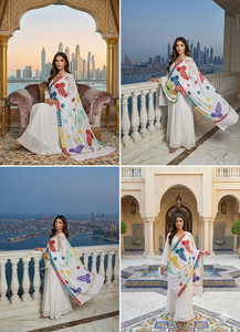 Châles en dentelle florale en polyester AHE Textiles pour femmes, brodés de strass, doux, légers et respirants pour usage quotidien en extérieur - Product Image 5