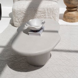 Mesa de Centro Vandana Astra Lyra de Microconcreto Blanco Hueso para Decoración Moderna de Sala de Estar - Product Image 6