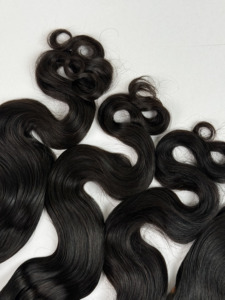 ผมแท้ 100% แบบ Body Wave พร้อม Closure ขายส่ง, ผมต่อแบบเวอร์จิ้นสีดำธรรมชาติ - Product Image 4