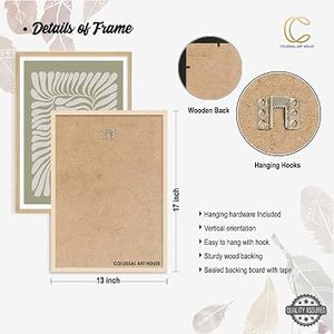 Cadre photo vintage fait main en bois massif rectangulaire vertical, impression numérique couleur intégrale, motif feuille, écologique - Product Image 6