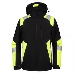 Workwear Hot Sale Men's Hi Vis Winter Safety Hoodies Reflective Adjustable <b>Softshell</b> Waterproof ANSI Class 2 100% Polyester - Product Image 1