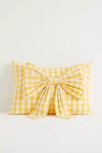 Yellow And Mint <b>Gingham</b> Check Bow <b>Cushion</b> Covers Cotton Pillows Decorative Throw Pillows For Home Bedroom Living Room - Product Image 3
