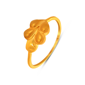 Bague Fleur Dorée Luxe Plaqué Or pour Femme, Bague Fleurie à Quatre Pétales Réglable - Product Image 1