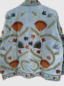 Veste à col mandarin brodée à la main avec des motifs floraux, manches longues, taille plus, en coton, style Prairie Chic, pour femme, à porter au printemps - Product Image 5