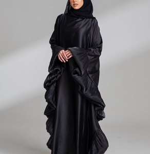 Wholesale Modest Dubai Beaded Sequined Long Sleeve <b>Abaya</b> Muslim Traditional Handmade Wedding Women Polyester Breathable V Neck - Product Image 4
