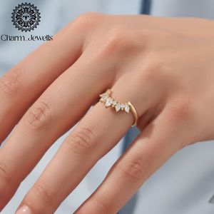 Anillo de Compromiso Charm Jewells con Moissanita Corte Marquesa en Forma de Flor, Engaste de Plata con Puntas, Clásico para Mujer, Certificado IGI, 3 GM - Product Image 5