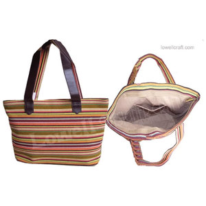 Women's Polyester Canvas Tote Bag with Leather Handles Embroidery Printed Design Zipper Closure Multiple Pockets <b>Large</b> Capacity - Product Image 2